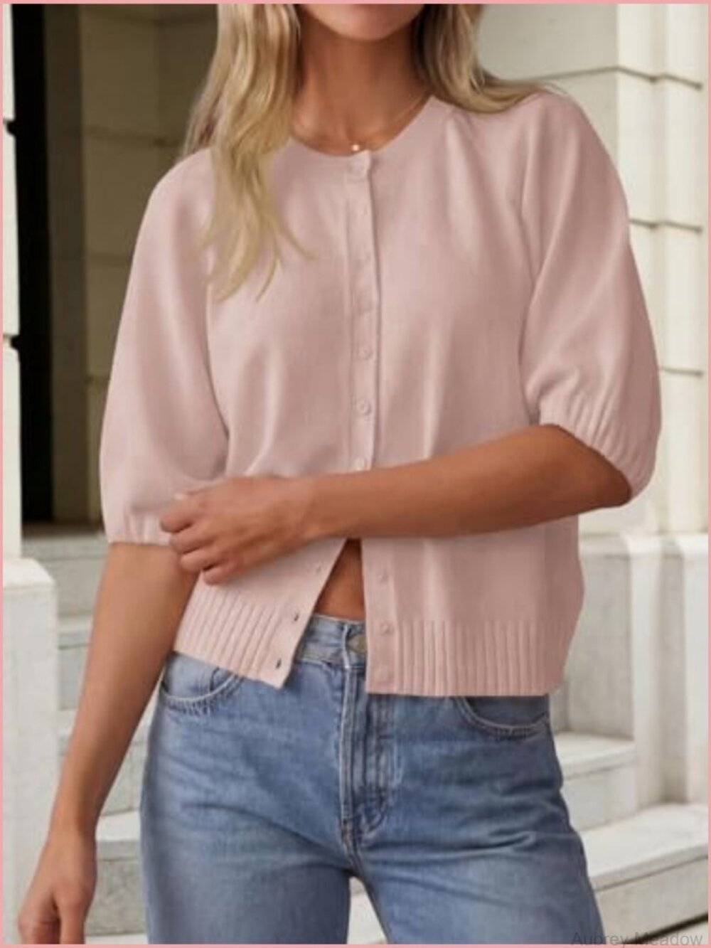 Lightweight Knit Short Sleeve Cardigan Button Down Sweater Tops - Picture 3 of 7